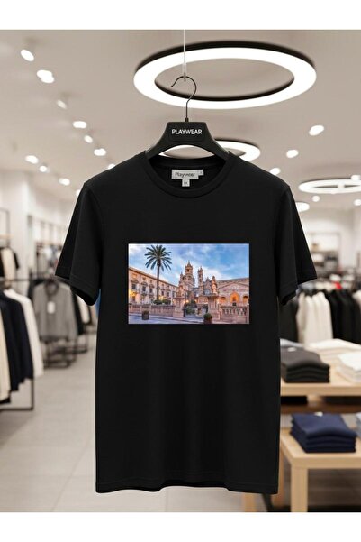 playwear تي شيرت PLAY WEAR للجنسين بقصة فضفاضة مطبوع عليه ITALY V16 برقبة دائرية