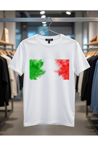 playwear تي شيرت PLAY WEAR للجنسين بقصة فضفاضة مطبوع عليه ITALY V3 برقبة دائرية