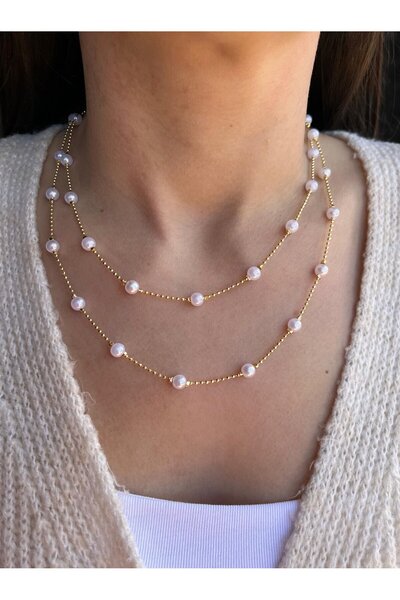 nunu takı Pearl Row Wrapped Necklace