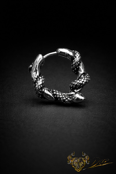 depozoom 316L Cerrahi Çelik Gotik Halka Punk Küpe Unisex Clicker Yılan Küpe 1...