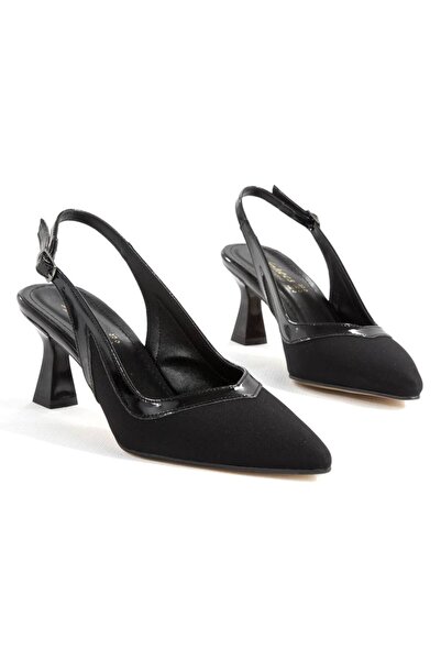 SH SİLVER MODA Νέα σεζόν παπούτσια με τακούνι, πλαϊνή πόρπη, λινό ύφασμα, τεχ...