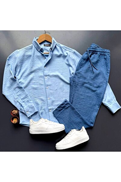 giyimadam16 Men's Linen Shirt Pants Set