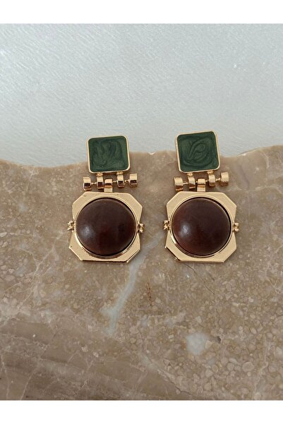 BIJUTERI Two Color Enamel Design Earrings