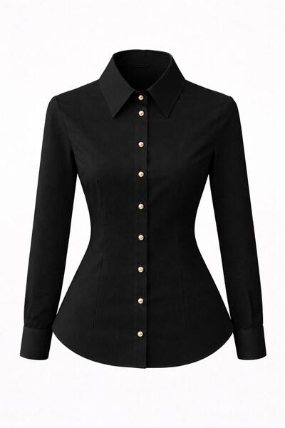 PozitifJeans Women's Long Sleeve Classic Shirt – Slim Fit, Stylish and Timele...