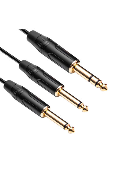 BK Teknoloji 6.35mm 1/4 TRS Stereo to 2x 6.35mm TS Mono Y Splitter Kablo – 3 ...