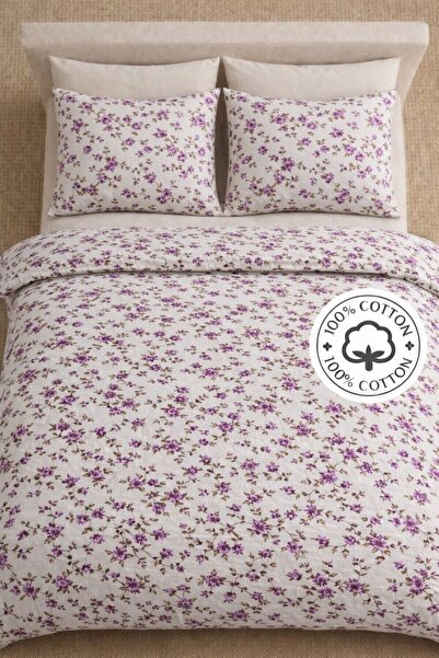 Sheri Home YENİ KIRÇİÇEK MODEL Çift Kişilik Nevresim (Yorgan Kılıfı+2 Adet Ya...