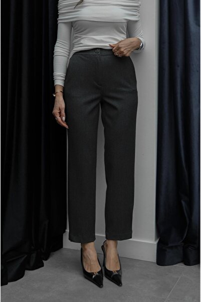 Havoş Anthracite Cigarette High Waist Trousers