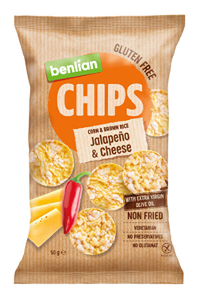 BENLIAN JALAPENO AND CHEESE CORN & BROWN RICE CHIPS "BENLIAN"
