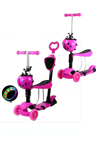 OEM 5 in 1 children's scooter with light-up wheels, parental handle, seat, La...