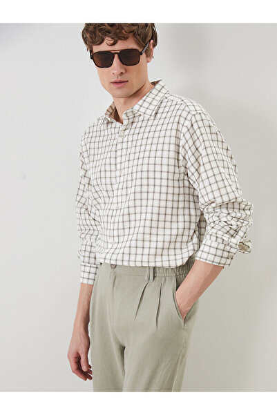 LC Waikiki LCW Vision Bequeme Passform Langarm kariertes Herrenhemd