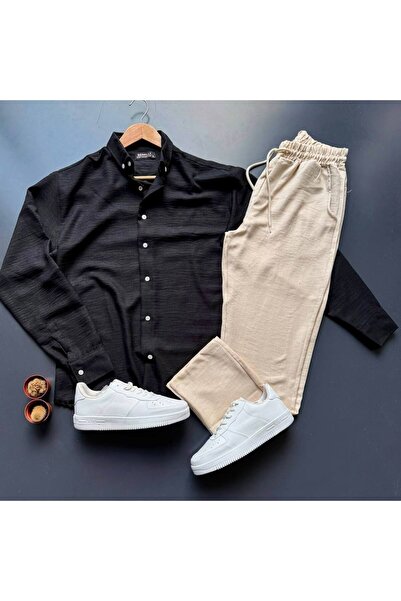 giyimadam16 Men's Linen Shirt Pants Set