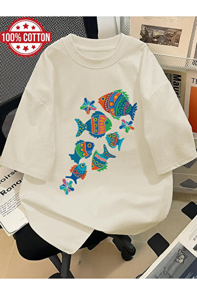 ELAN WEAR Μπλουζάκι BALIK με στάμπα Oversize για Γυναίκες/Άνδρες Unisex Λευκό