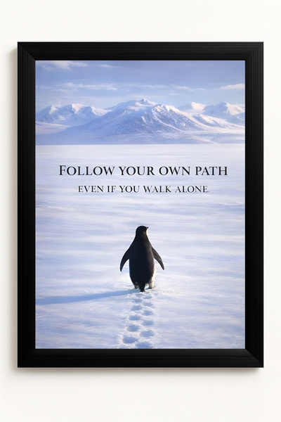 Koi Art Design Μαύρο πλαίσιο με ένα κομμάτι ζωγραφικής με θέμα τον πιγκουίνο,...