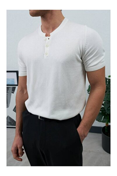 perasttesktil Men's Button-Front Knitwear T-Shirt