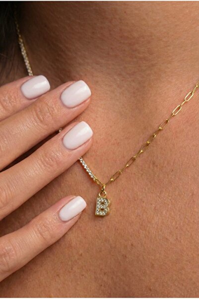 Minon Jewelry Initial Aura Hybrid Harf Kolye Gold 14K Altın Kaplama Zincir An...