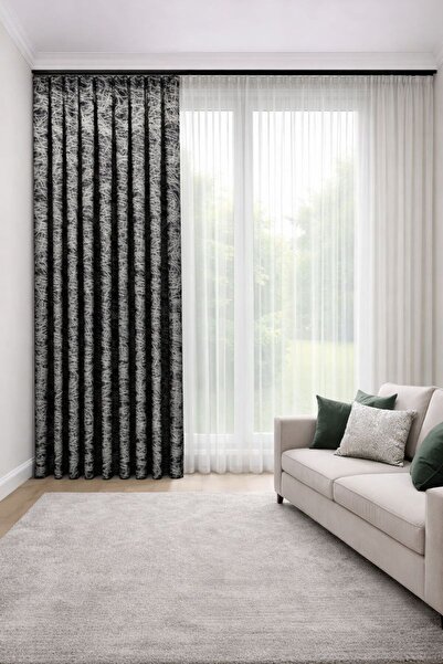 PERDE MERKEZİ Champs Kahverengi Fon Perde Salon Ve Misafir Odalarına Uygun 1/...