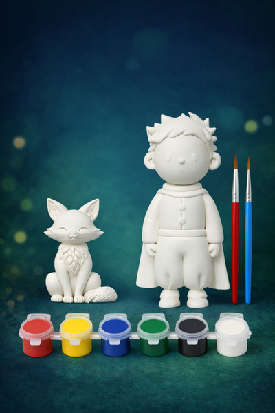 PRİNTELLA Küçük Prens ve Tilki Boyanabilir Figür Seti – 2’li | 6 Renk Akrilik...