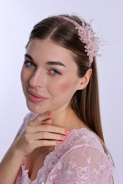 ByLohusa 1015 Pink Pearl Stone Maternity Crown