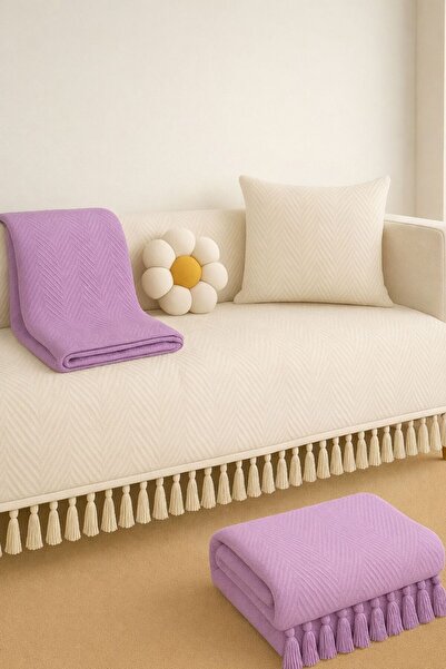 Sheri Home Berlina Koltuk Örtüsü Kaymaz Kumaş Özelliği180 X 200 Cm EKRUYENİLE...