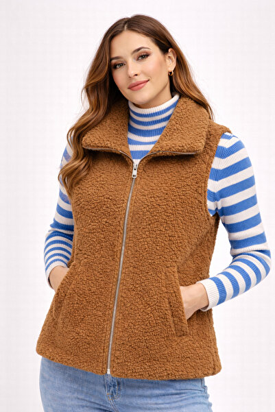 PENGORA Welsoft Lamb Pattern Plush Women's Vest Lined with Double Pockets Com...