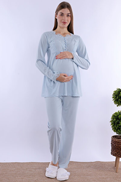 ByLohusa Blue Maternity Pajama Set