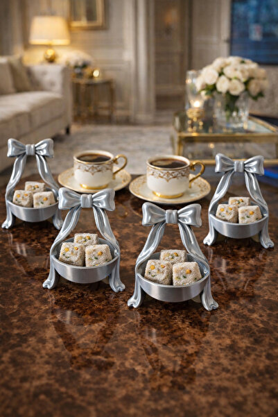 barsdepo طقم من 4 قطع بتصميم فيونكة كوكيت، وعاء تقديم صغير وطبق للحلقات - وعا...