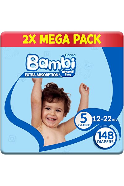 Sanita Bambi Baby Diapers Size 5, XL, 148 Diapers