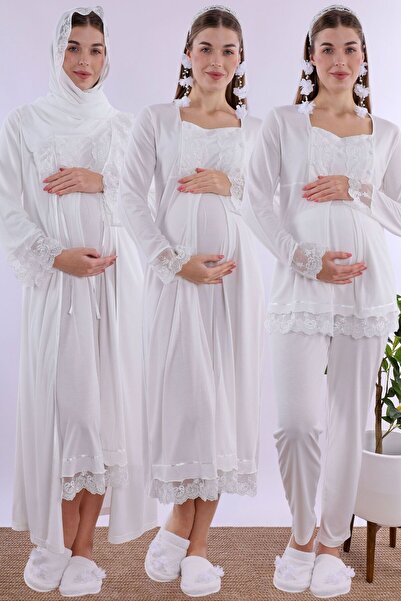 ByLohusa طقم للحوامل مع خاصية الرضاعة الطبيعية - 5 قطع من إيفورت - إكرو