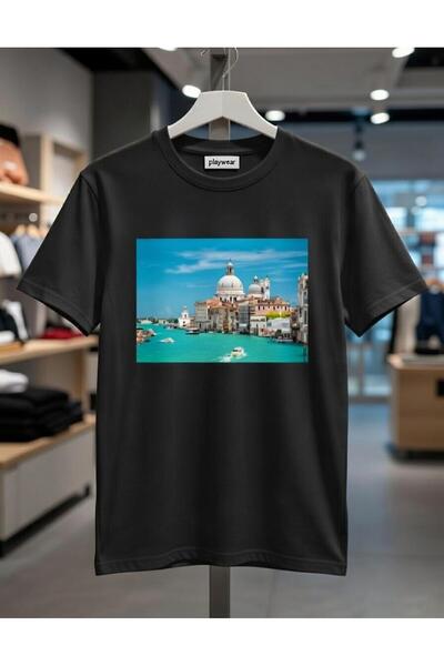 playwear تي شيرت PLAY WEAR للجنسين بقصة فضفاضة مطبوع عليه ITALY V25 برقبة دائرية