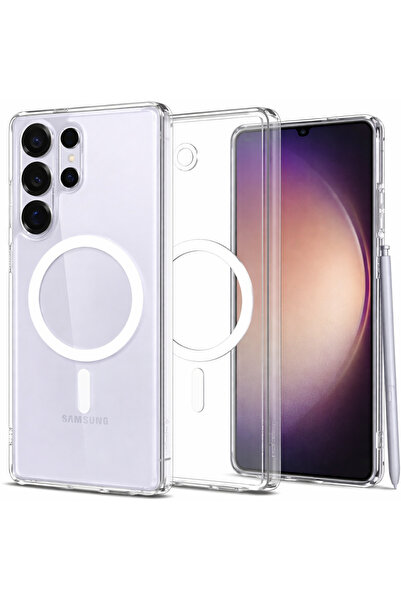 Kipgsm Samsung Galaxy S25 Ultra Şeffaf Kılıf MagSafe Manyetik Şarj Destekli S...