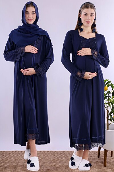 ByLohusa Set de cămașă de noapte pentru gravide și postpartum, cu tesut moale...