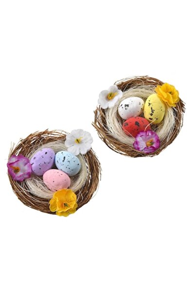 OEM Easter decorative nests with eggs & daisies 7x3cm - 2pcs