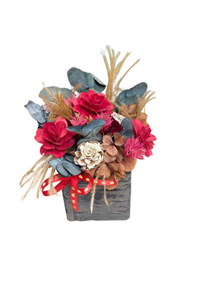 Decofelice Aranjament floral cu trandafiri de lemn rosii 20/20cm