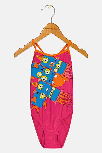 ARENA Kids Girl Graphic Print One Piece Swimsuit, Pink