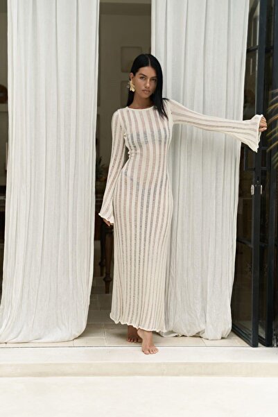 lucifer underwear Maxi Boy Plaj Giyim Triko Elbise Plaj Elbisesi- Kimono