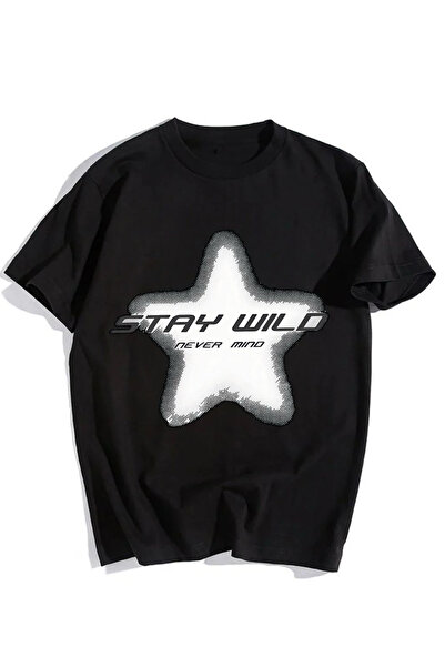İlayda Toprak Μπλουζάκι Unisex με στάμπα Stay Wild, μαύρο, κοντομάνικο, overs...