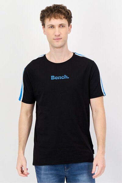 BENCH Men Crew Neck Short Sleeve Brand Logo T-Shirt, Black