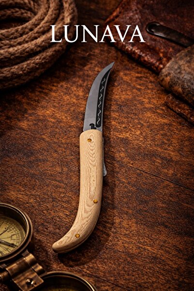 LUNAVA Çakı & Bıçak Ahşap Krem Çelik Paslanmaz Yapı Yarı Otomatik