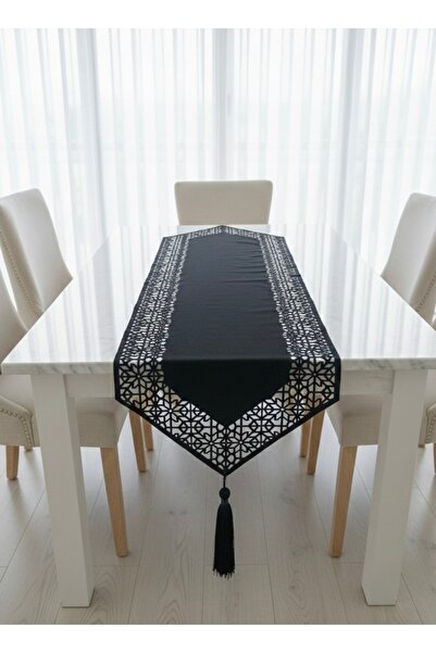 MİNOZA Sultan Model Kadife Kumaş Tül Detaylı Püsküllü Dekoratif Masa Örtüsü R...