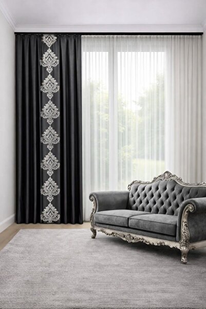 PERDE MERKEZİ Damaks Gri Gold Fon Perde Salon Ve Misafir Odalarına Uygun 1/3 ...