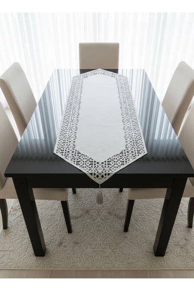 MİNOZA Față de masă decorativă cu ciucuri, model Sultan, din catifea și tul