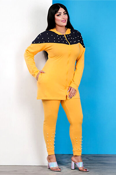 AsrymShop Lightweight cotton lycra tracksuit with zippered sleeves, yellow