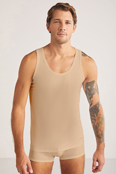 Kom Men'S, Modal-Cotton, Thick Straps, Round Neck 2-Piece Undershirt (with So...