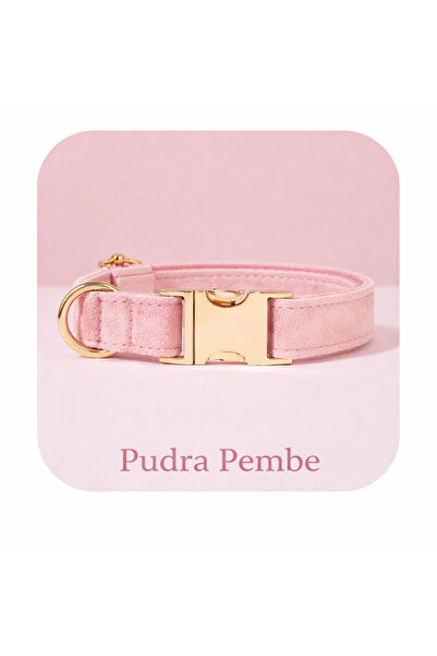Pawsim PEMBE Kadife Köpek Tasması, Ayarlanabilir Tasma, Metal Tokalı Tasma, (...