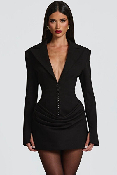 Love Fab Drapeli Kanca Detay Özel Tasarım Mini Ceket Elbise