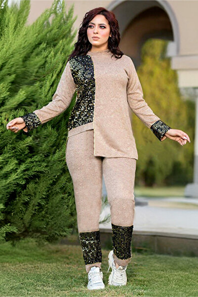 AsrymShop ترنج شتوي قطن بروش ملمع اسود * بيج