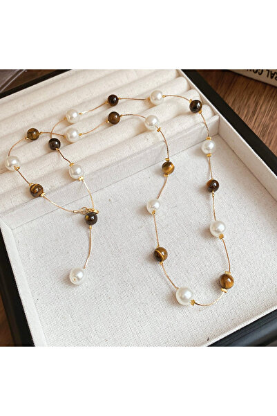 Choice قلادة مايلارد متعددة الطبقات من حجر عين النمر للنساء، بتصميم كلاسيكي ق...