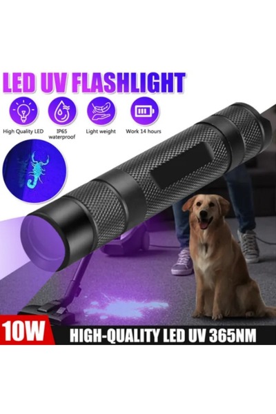 ozbience Şarjlı Mor UV El Feneri 365nm Siyah Filtreli Cam Akrep ve Taş Kontrol