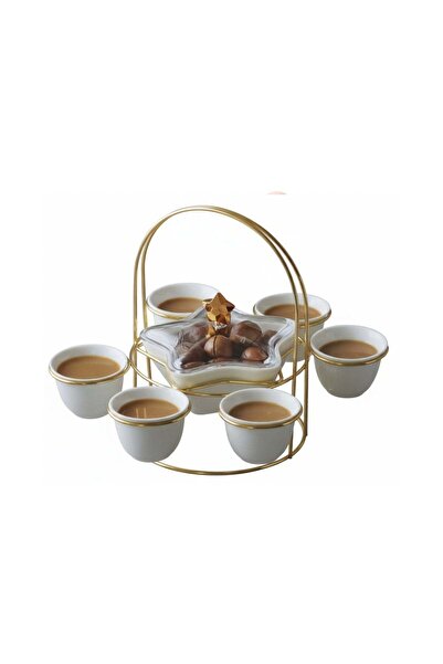 China Luxury Porcelain Coffee Set 9 Pieces with Metal Holder