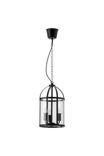 Generic Pendant lamp, black/transparent glass, 25 cm